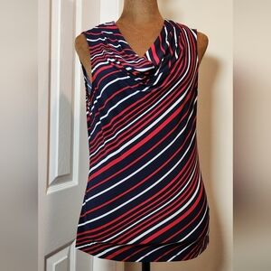Chaps Striped Sleeveless Top - Red, White, and Blue
